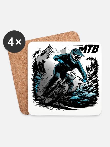 MTB Downhill - Untersetzer (4er-Set) - Weiß