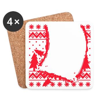 Saison d’hiver Skieurs Ski Sports d’hiver - Dessous de verre (lot de 4) - blanc - Devant