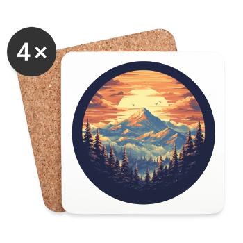Sonnenuntergang Berge | Mountain | Sunset Peaks - Untersetzer (4er-Set) - Weiß - Vorne