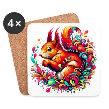 Squirrel - Coasters (set of 4) - white - Front