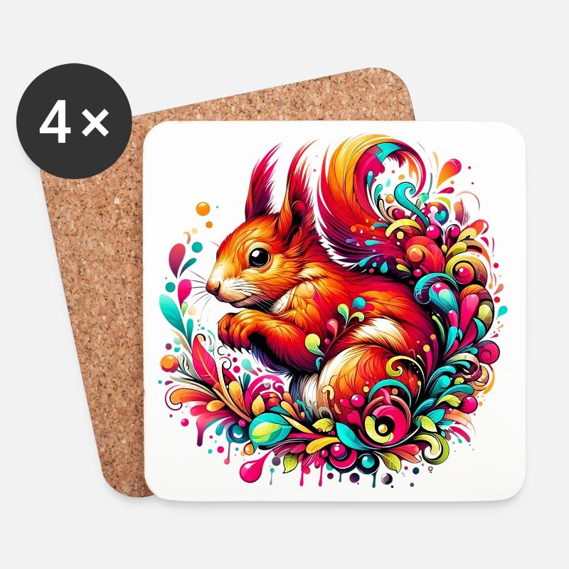 Eichhörnchen - Untersetzer (4er-Set) - Weiß
