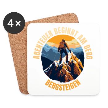 Abenteuer beginnt am Berg - Untersetzer (4er-Set) - Weiß - Vorne