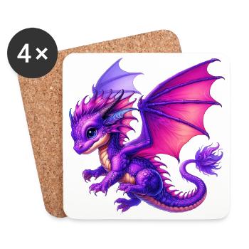 Dragon - Dessous de verre (lot de 4) - blanc - Devant