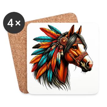 Cheval amérindien Indiens d’Amérique - Dessous de verre (lot de 4) - blanc - Devant