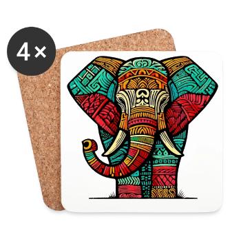 Elephant - Coasters (set of 4) - white - Front