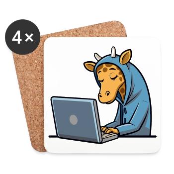Niedliche Hacker Giraffe im Hoodie vorm PC - Untersetzer (4er-Set) - Weiß - Vorne