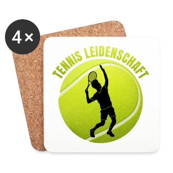 Tennis Leidenschaft - Untersetzer (4er-Set) - Weiß - Vorne
