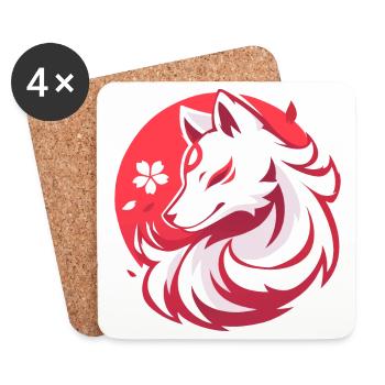 Asian Style White Fox - Coasters (set of 4) - white - Front
