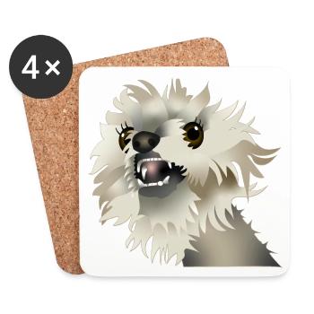 Glücklicher Hund - Untersetzer (4er-Set) - Weiß - Vorne