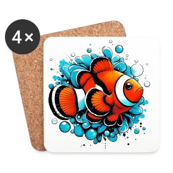 Clownfisch - Untersetzer (4er-Set) - Weiß - Vorne