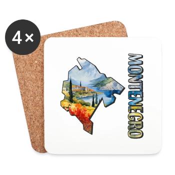 Watercolor Map Montenegro - Coasters (set of 4) - white - Front