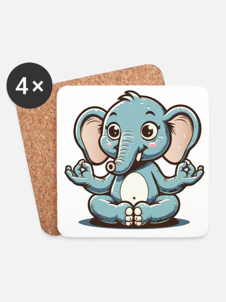Niedlicher blauer Elefant macht Yoga - Untersetzer (4er-Set) - Weiß