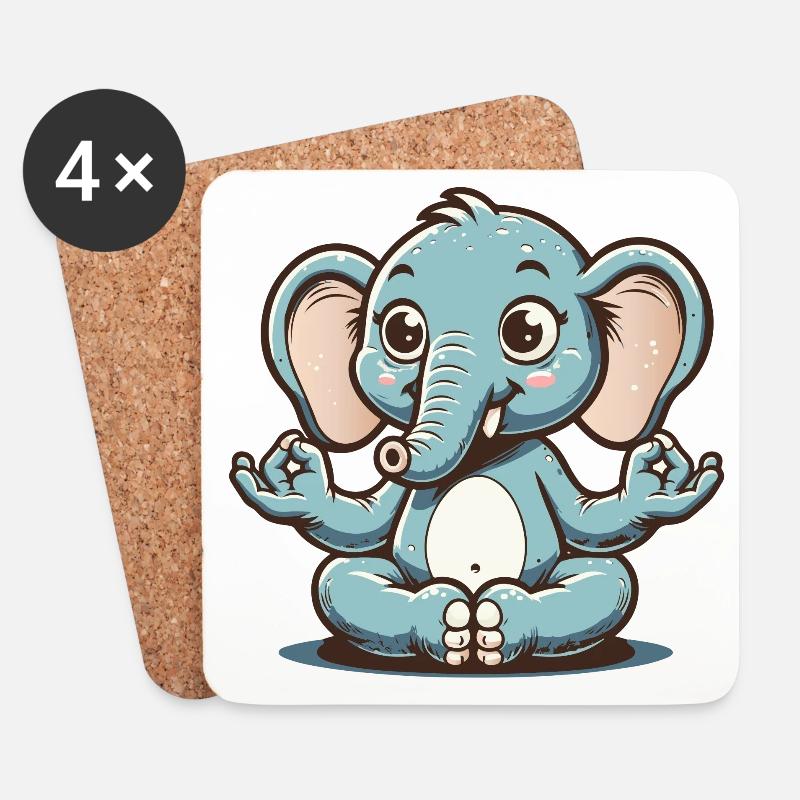 Niedlicher blauer Elefant macht Yoga - Untersetzer (4er-Set) - Weiß