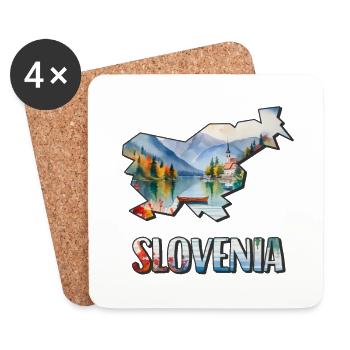 Aquarell Landkarte Slowenien - Untersetzer (4er-Set) - Weiß - Vorne