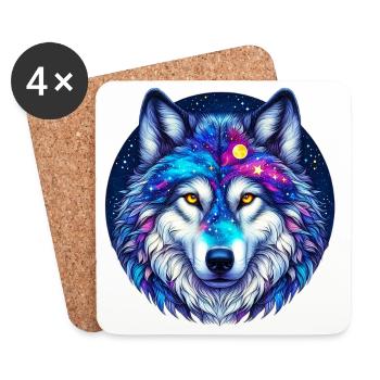 Loup - Dessous de verre (lot de 4) - blanc - Devant