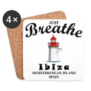Ibiza Leuchtturm am Hafen, Durchatmen, Spanien - Untersetzer (4er-Set) - Weiß - Vorne