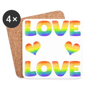 L’amour, c’est l’arc-en-ciel - Dessous de verre (lot de 4) - blanc - Devant