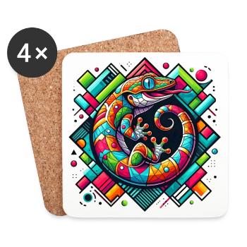 Gecko - Coasters (set of 4) - white - Front
