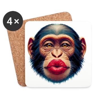 Baiser de singe - Dessous de verre (lot de 4) - blanc - Devant
