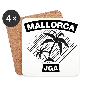 Mallorca – Bachelor party under palm trees 2C - Coasters (set of 4) - white - Front