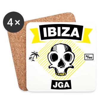 IBIZA – Bachelor Party under Palm Trees - Coasters (set of 4) - white - Front