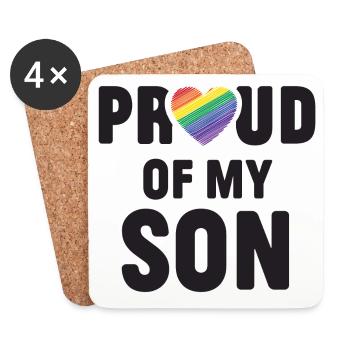 Mois de la fierté LGBTQ - Fier de mon fils - Dessous de verre (lot de 4) - blanc - Devant