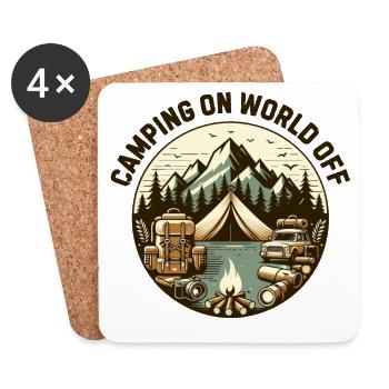 Camping on world off - Coasters (set of 4) - white - Front