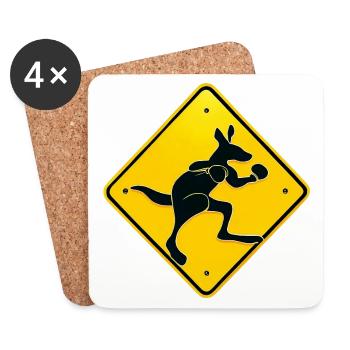 Kangaroo Boxing - Coasters (set of 4) - white - Front