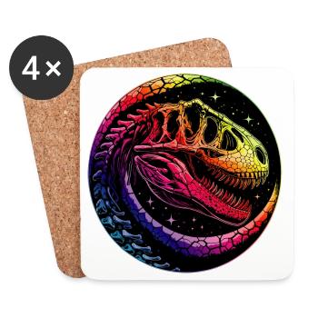 colorful dinosaur skeleton for dinosaur fans - Coasters (set of 4) - white - Front