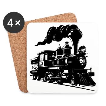Dampflokomotive Zeichnung - Untersetzer (4er-Set) - Weiß - Vorne