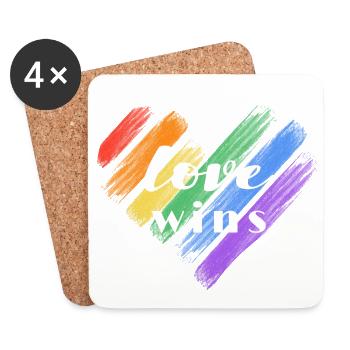 Liebe gewinnt – Regenbogenfarben - Untersetzer (4er-Set) - Weiß - Vorne