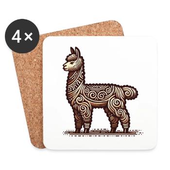 Llama with Andean ornament - Coasters (set of 4) - white - Front