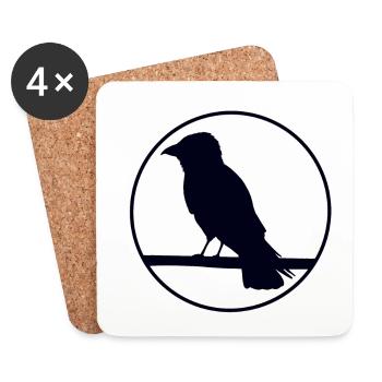 Crow on a branch - Coasters (set of 4) - white - Front
