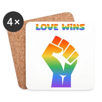 Regenbogenfaust – Liebe gewinnt - Untersetzer (4er-Set) - Weiß - Vorne