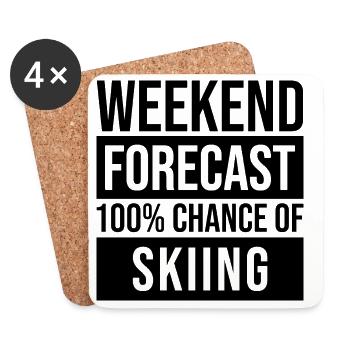 Ski Ski Ski - Coasters (set of 4) - white - Front