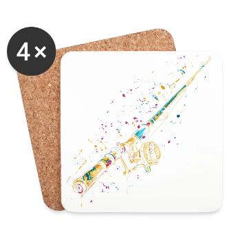 Fishing Rod Graffiti - Coasters (set of 4) - white - Front