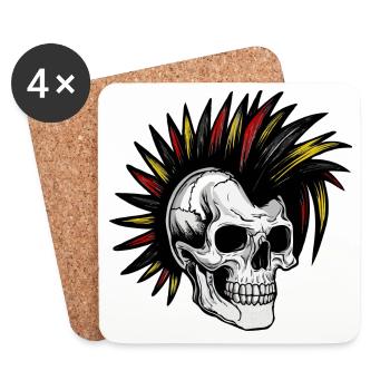 Irokese Deutschland Punker Fussballfan Skull - Untersetzer (4er-Set) - Weiß - Vorne