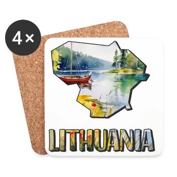 Watercolor Map of Lithuania - Coasters (set of 4) - white - Front