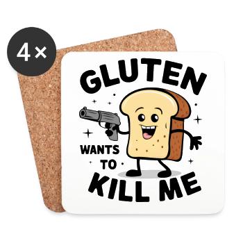 Mignon, je ne peux pas manger de gluten - Le gluten veut me tuer - Dessous de verre (lot de 4) - blanc - Devant