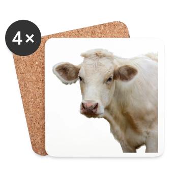 funny cow cow head gift farmer - Coasters (set of 4) - white - Front