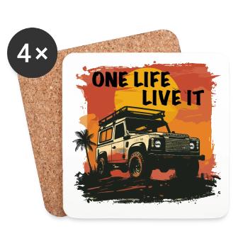 Defender One Life Live It 4x4 LaRor Off-Road - Untersetzer (4er-Set) - Weiß - Vorne