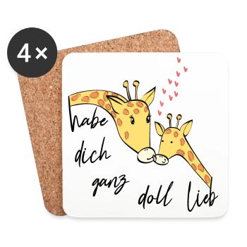 Giraffen habe dich lieb - Untersetzer (4er-Set) - Weiß - Vorne