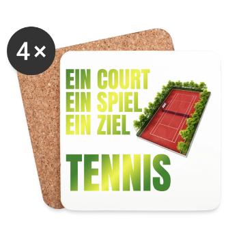 Ein Court - Ein Spiel - Ein Ziel - Tennis - Untersetzer (4er-Set) - Weiß - Vorne