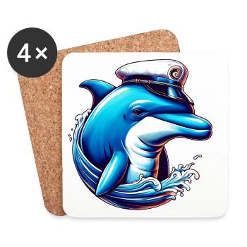 Dolphin Sailor - Coasters (set of 4) - white - Front
