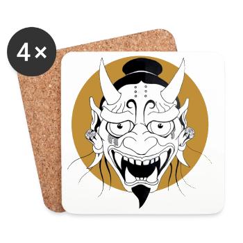 Oni Maske  - Untersetzer (4er-Set) - Weiß - Vorne