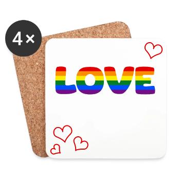 Love is Love Pride Rainbow - Coasters (set of 4) - white - Front