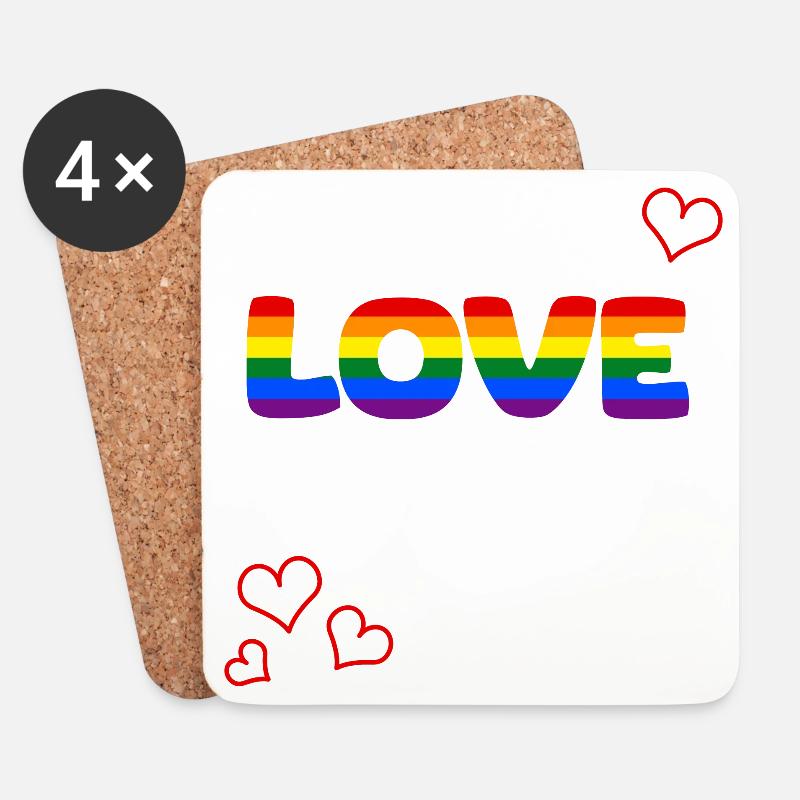 Regenbogenliebe: Love ist alles - Untersetzer (4er-Set) - Weiß