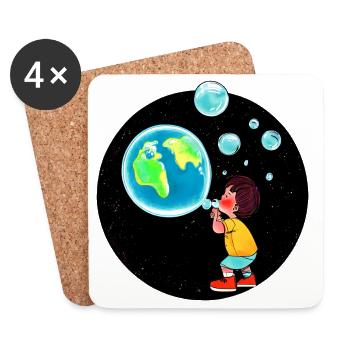 Planet Erde - Untersetzer (4er-Set) - Weiß - Vorne
