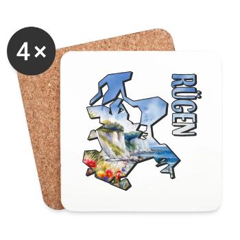 Watercolor Map Rügen - Coasters (set of 4) - white - Front