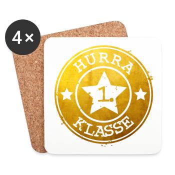 Hurrah 1ère classe - emblème doré avec étoile - Dessous de verre (lot de 4) - blanc - Devant